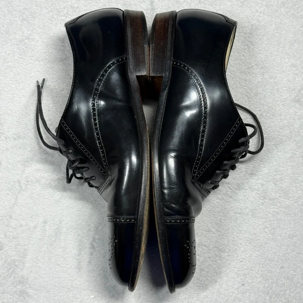 Caporicci Oxford‎ Shoes Mens 7.5 Black Italian Leather Brogue Cap Toe 51148